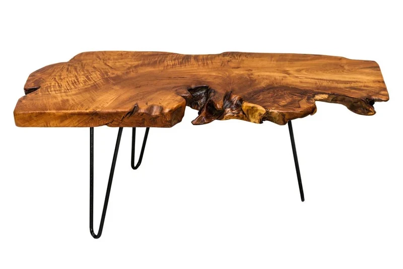 Extravaganter Teak-Couchtisch ALBERO 100cm natur Baumscheibe