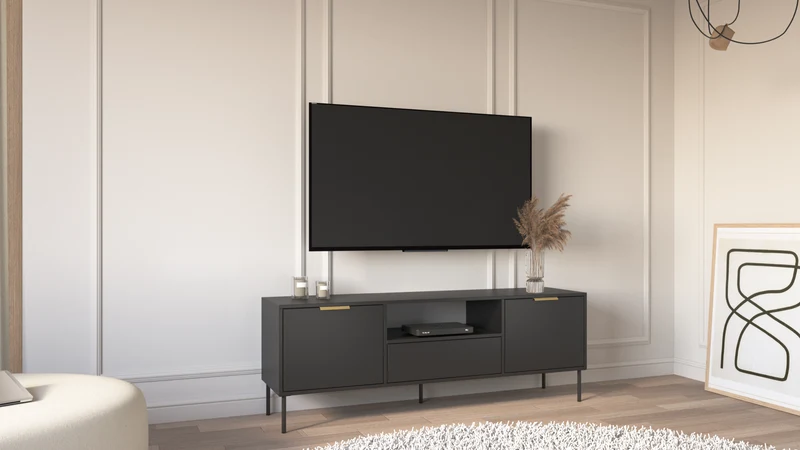 TV-Schrank Vena, zweitürig mit Schublade und Fach, 160 cm, schwarz
