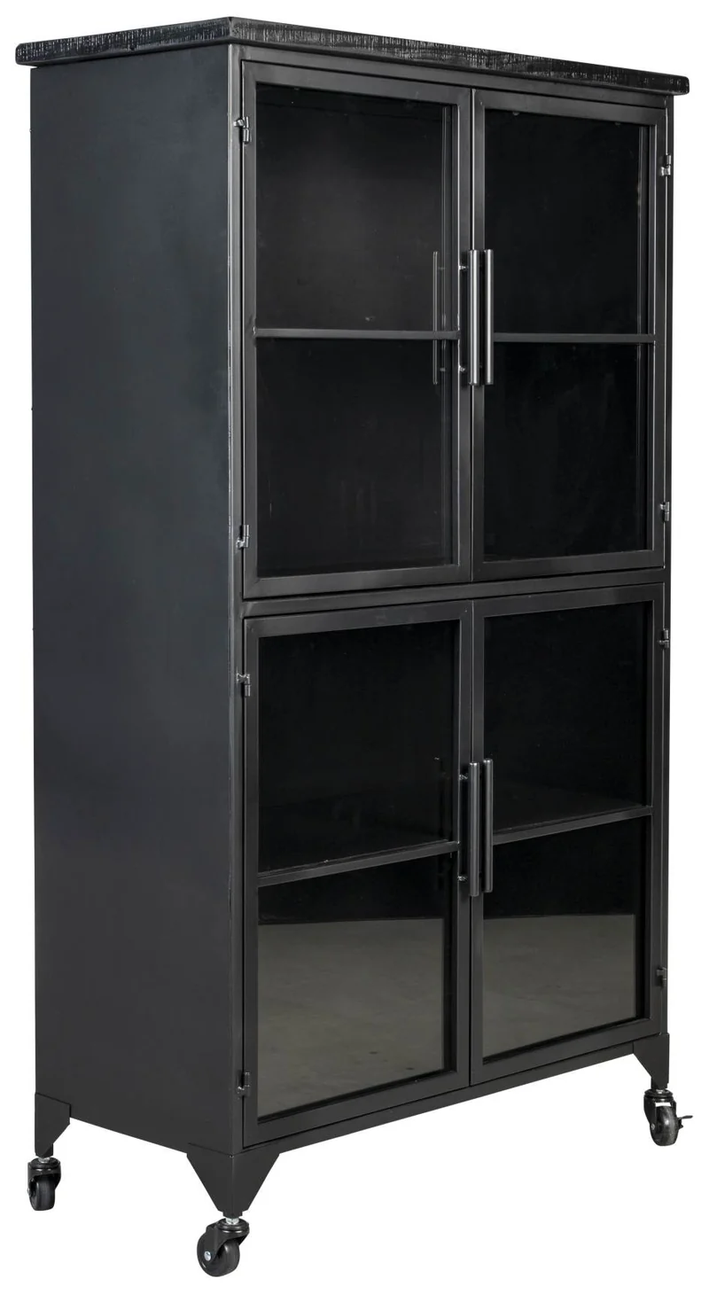 Schwarze Vintage Vitrine Kommode FERRE L