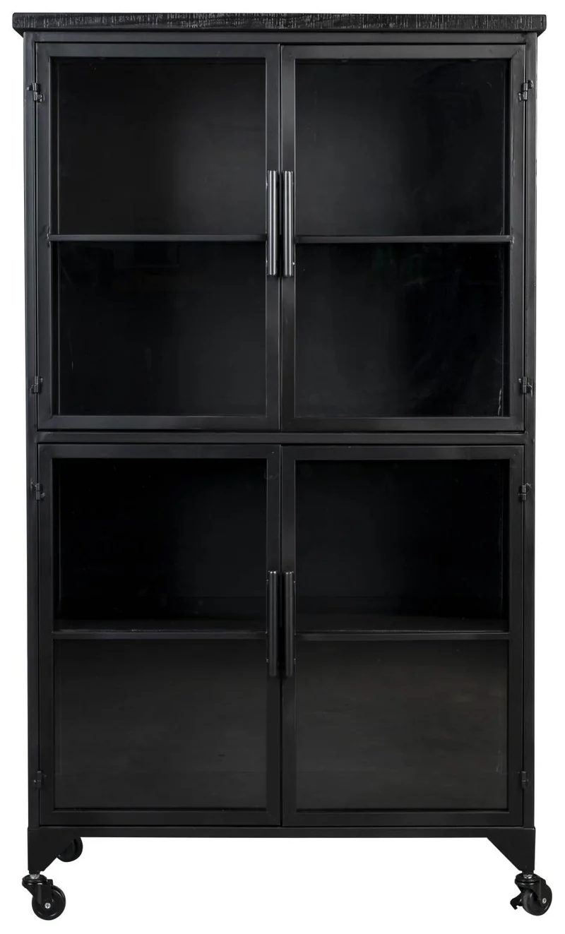 Schwarze Vintage Vitrine Kommode FERRE L