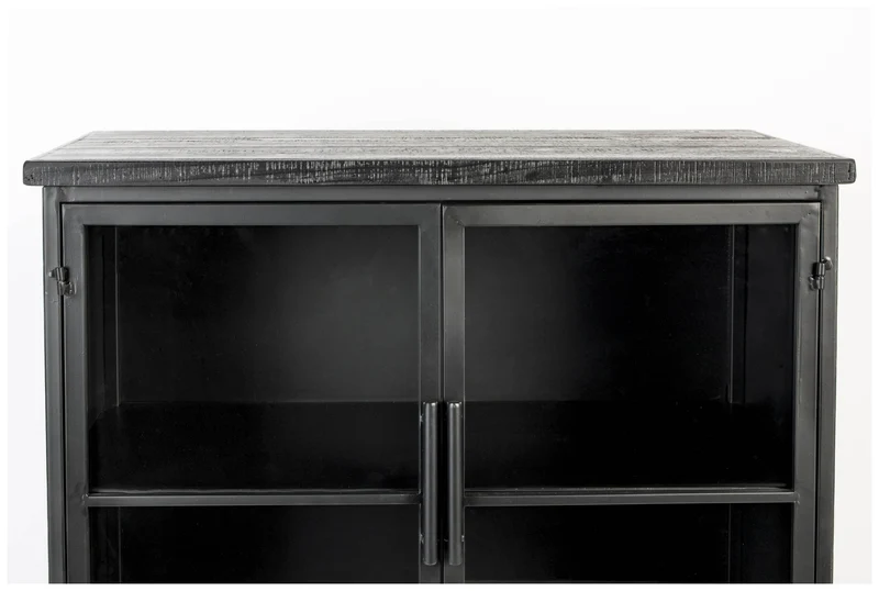 Schwarze Vintage Vitrine Kommode FERRE L
