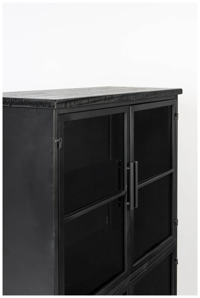 Schwarze Vintage Vitrine Kommode FERRE L
