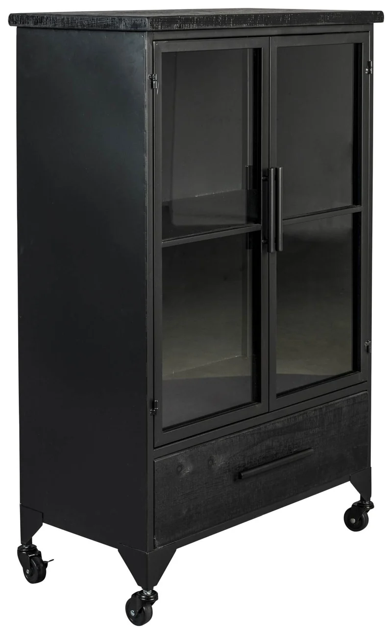 Schwarze Vintage Vitrine Kommode FERRE M