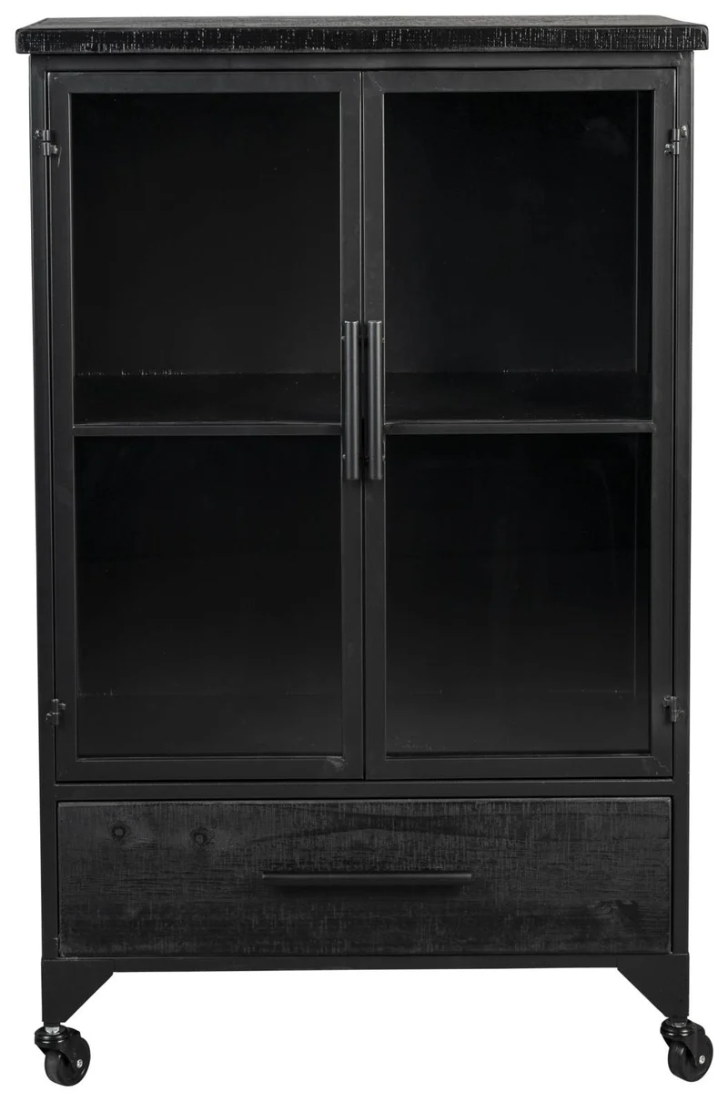 Schwarze Vintage Vitrine Kommode FERRE M