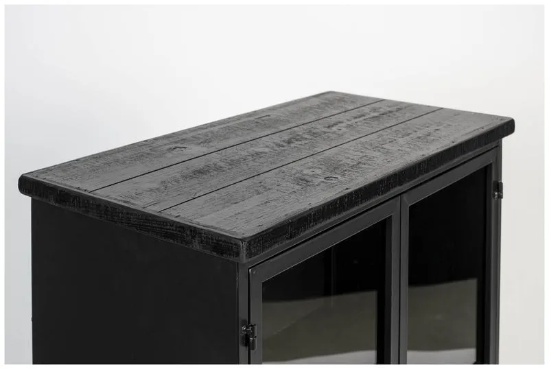 Schwarze Vintage Vitrine Kommode FERRE M