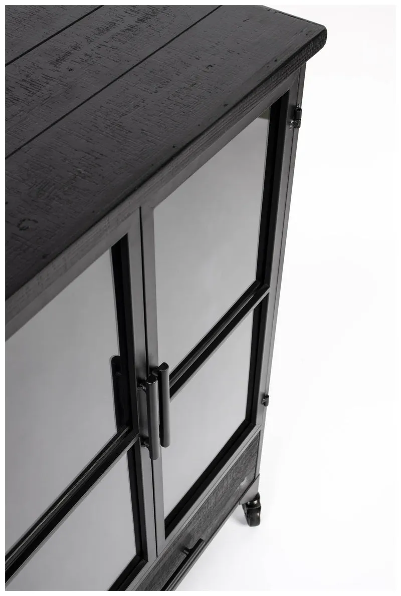 Schwarze Vintage Vitrine Kommode FERRE M
