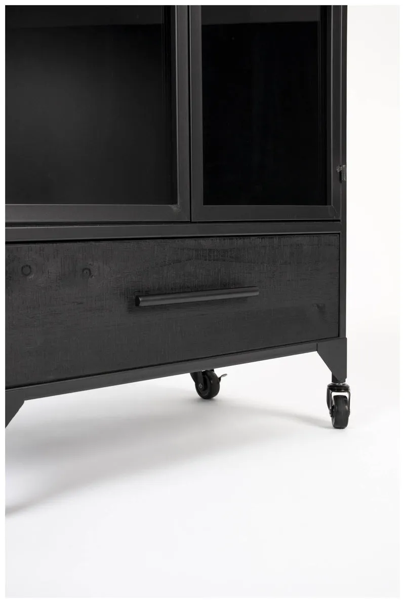 Schwarze Vintage Vitrine Kommode FERRE M