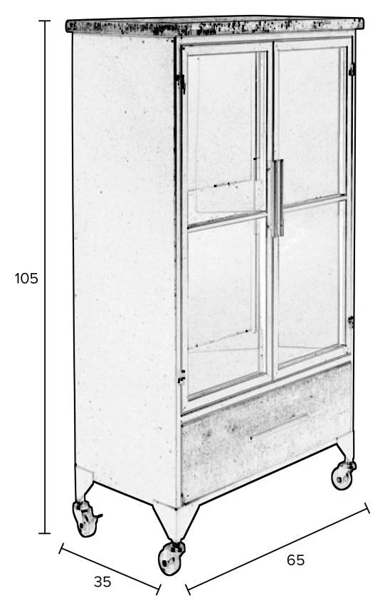 Schwarze Vintage Vitrine Kommode FERRE M