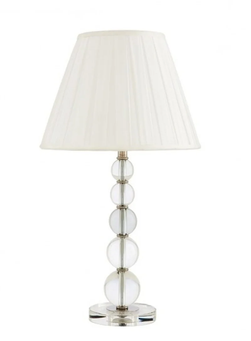 Casa Padrino Luxus Tischleuchte im Barock Stil aus Nickel und Kristallglas, Durchmesser 16 cm, Höhe 69 cm