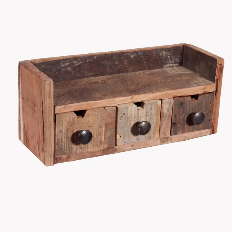 Altholz-Regal DARA 35cm 3 Schubladen Unikat Recyceltes Holz