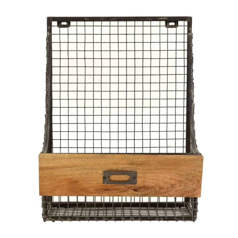 Hängekorb TOKRI 40cm Metall & Mangoholz Natur Wandregal