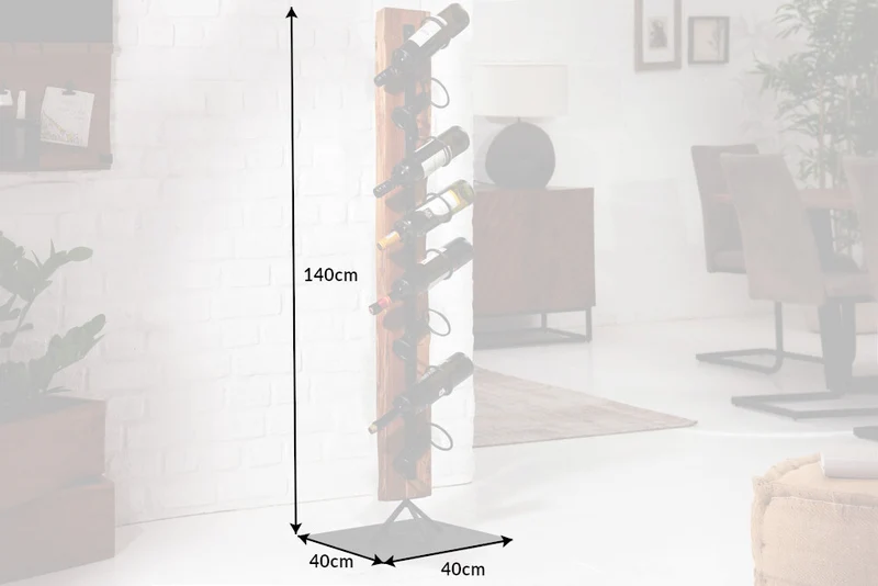 Freistehendes Weinregal RANJA 140cm Massivholz Teak & Metall