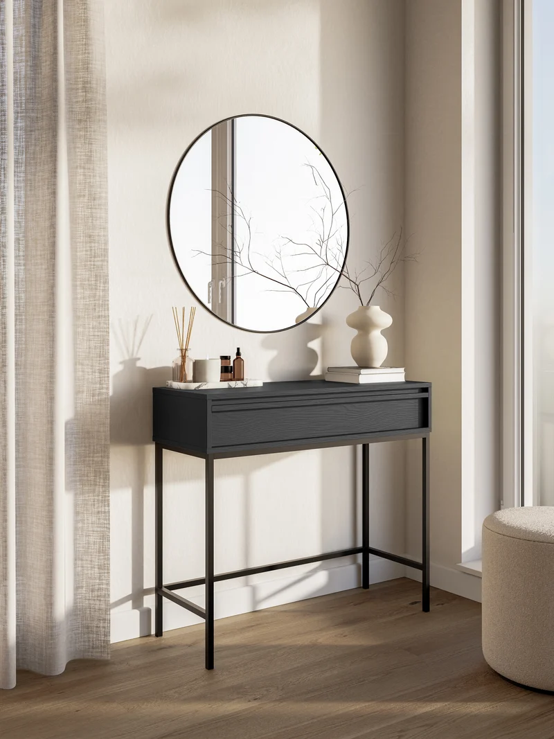 Evo-Konsole mit Schublade und Gestell 90 cm Schwarz
