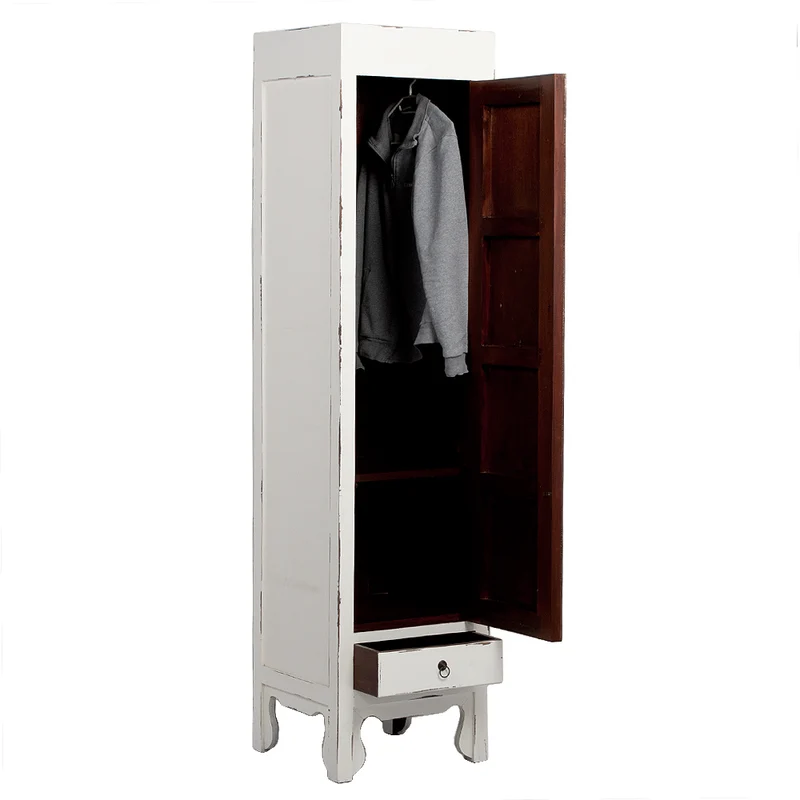 Hochzeitsschrank ASIA-SLIM Shabby-Weiß ca. H200cm Mahagoni
