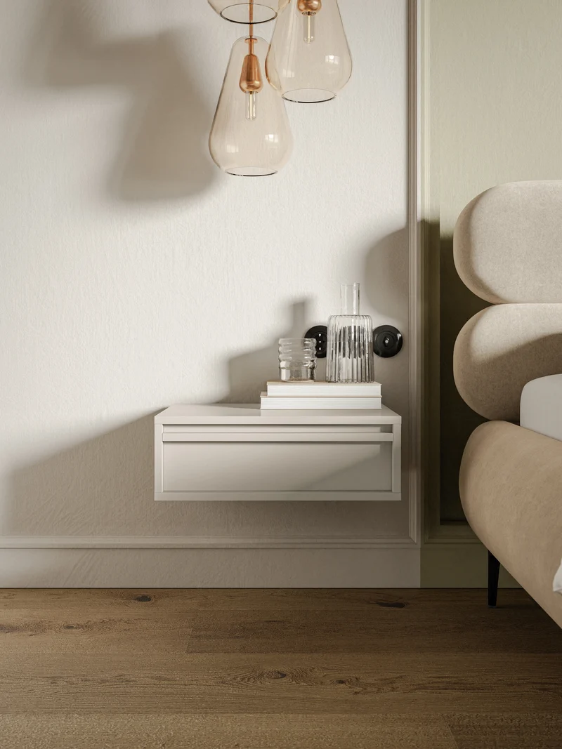 Hängender Nachttisch Evo mit Schublade 50 cm Kaschmir