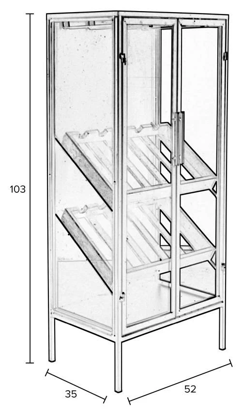 Weinschrank Weinregal ROB Vitrine aus Metall im Vintage Style