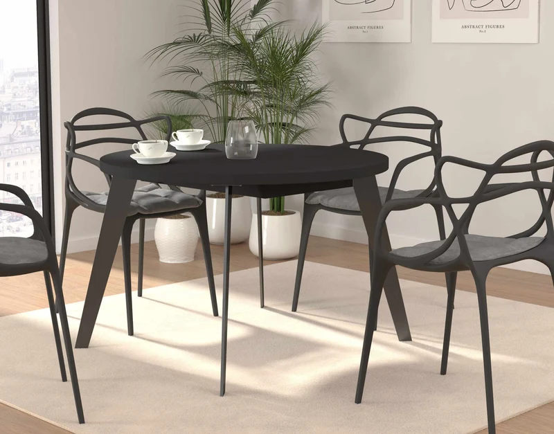 Esstisch Ausziehtisch TABLE ROUND 110 - 155 cm Schwarz matt, von Forte
