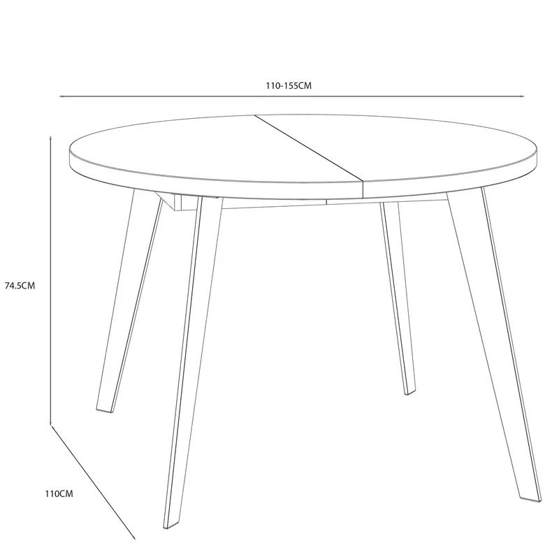 Esstisch Ausziehtisch TABLE ROUND 110 - 155 cm Schwarz matt, von Forte