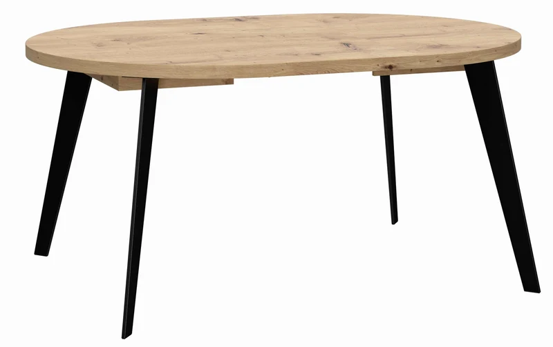 Ausziehtisch Esstisch TABLE ROUND Optik: Artisan Eiche, Beine schwarz