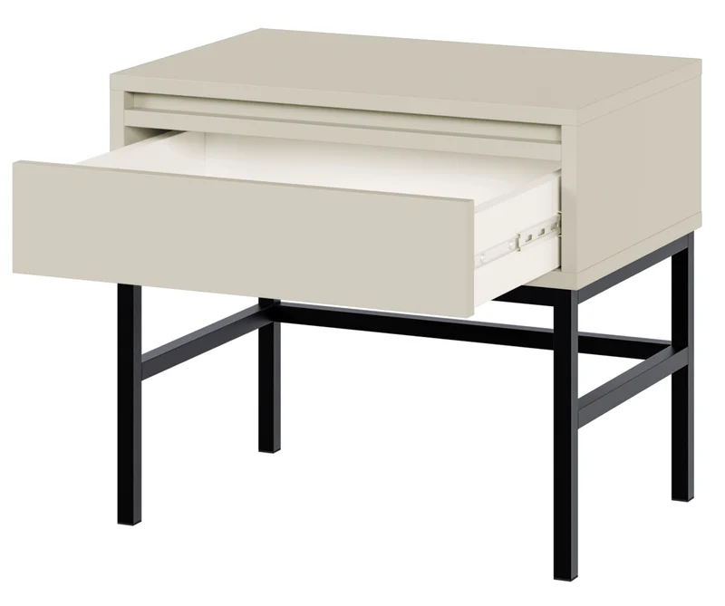 Nachttisch Evo mit Schublade und Rahmen, 50 cm, Kaschmir