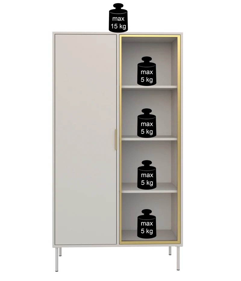 Zweiflügeliger Vena-Schrank mit Glasfront 90 cm, schwarz