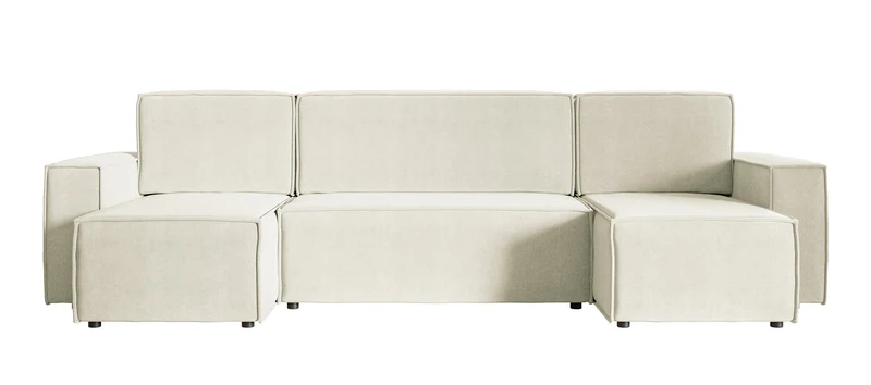 Ecksofa mit Schlaffunktion Copertino U-förmig mit Stauraum, universell, cremefarben, wasserabweisender Samt
