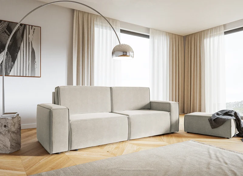 Hocker Copertino 65x90 cm hellbeige Velours wasserabweisend