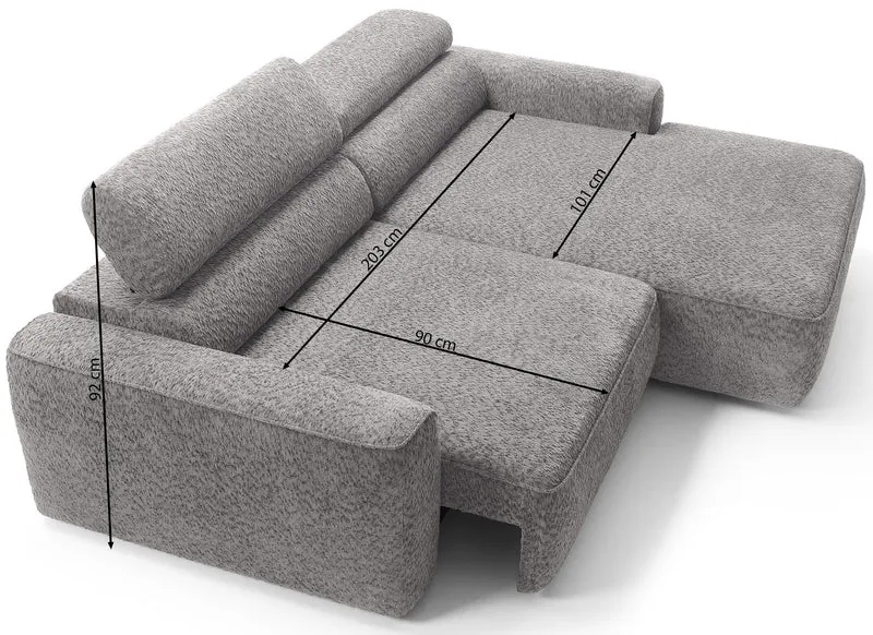 Ecksofa mit elektrischem Auszug Fando, L-förmig, linksseitig, grau, Geflecht