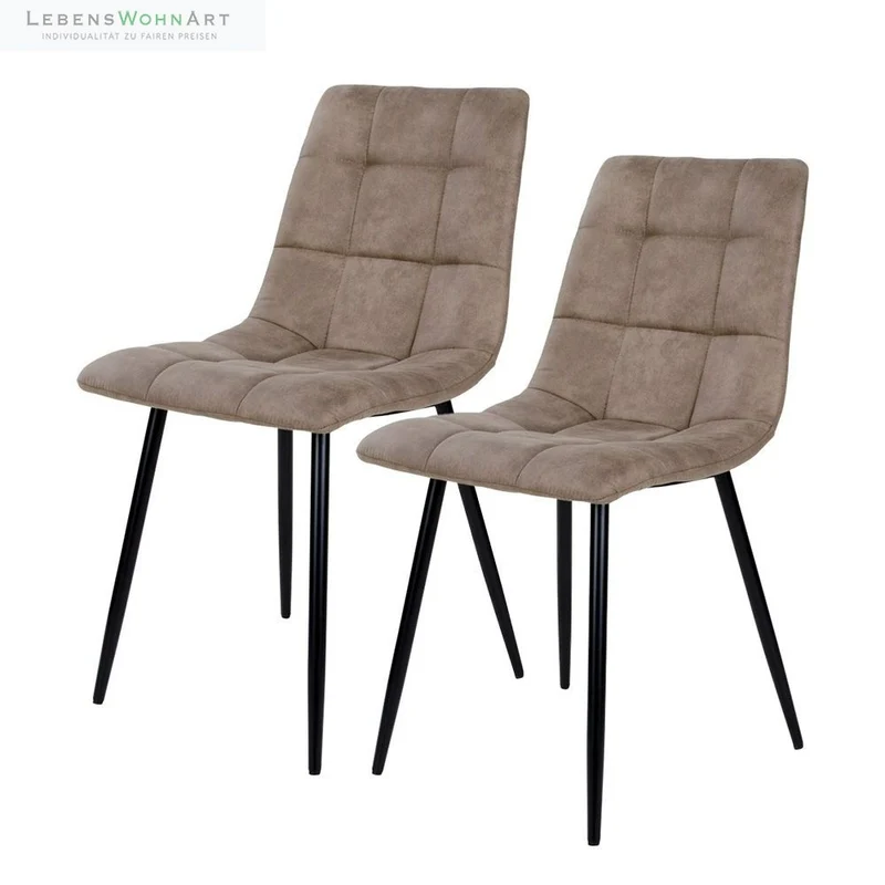 Modernes 2er Stuhl-Set LEIRIA light-braun Mikrofaser