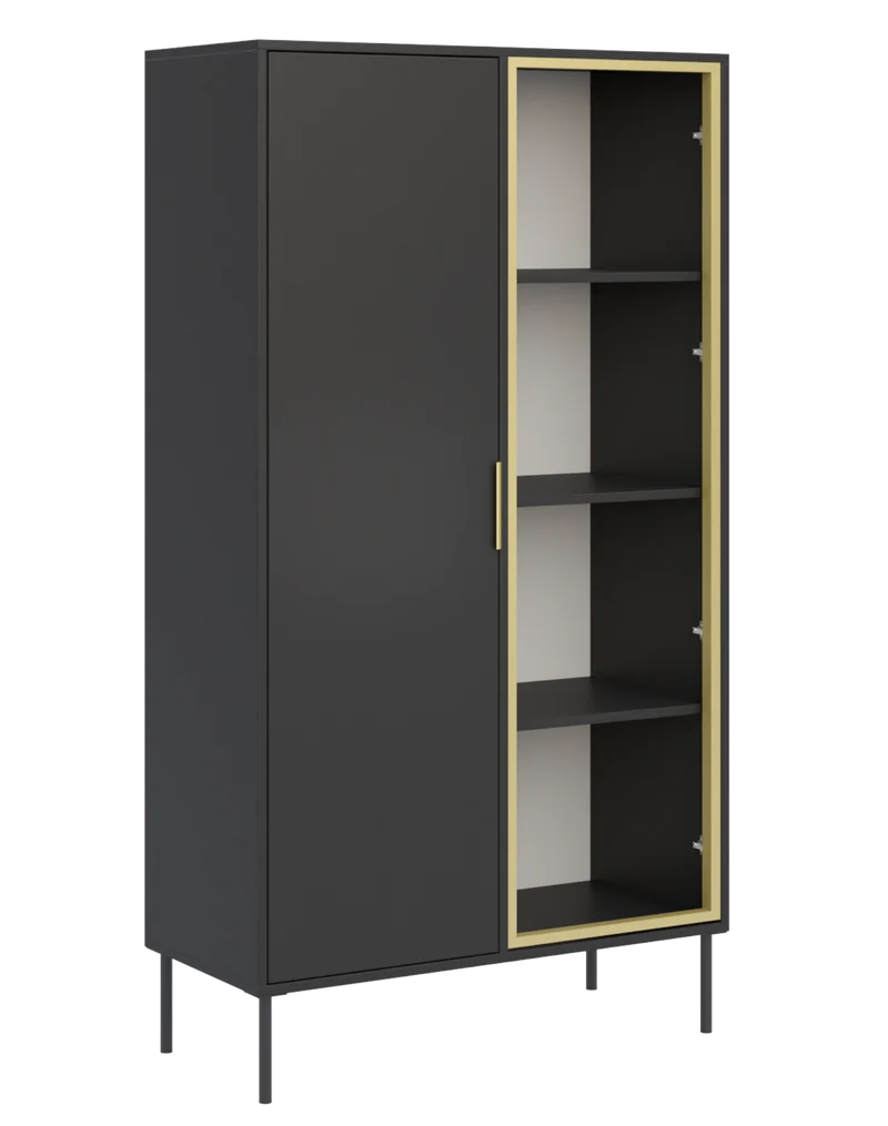 Zweiflügeliger Vena-Schrank mit Glasfront 90 cm, schwarz