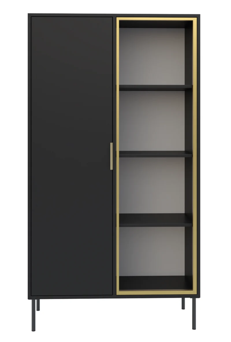 Zweiflügeliger Vena-Schrank mit Glasfront 90 cm, schwarz