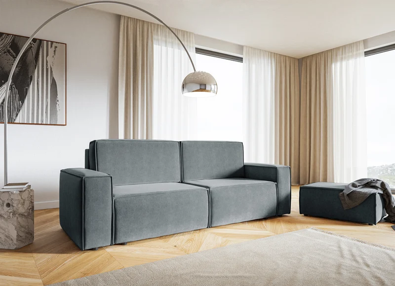 Hocker Copertino 65x90 cm grau Velours wasserabweisend