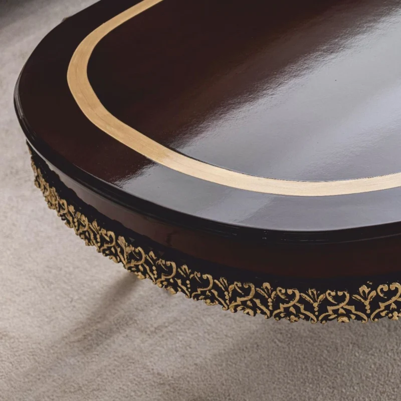 Casa Padrino Luxus Barock Couchtisch Dunkelbraun / Gold 138 cm - Barock Möbel