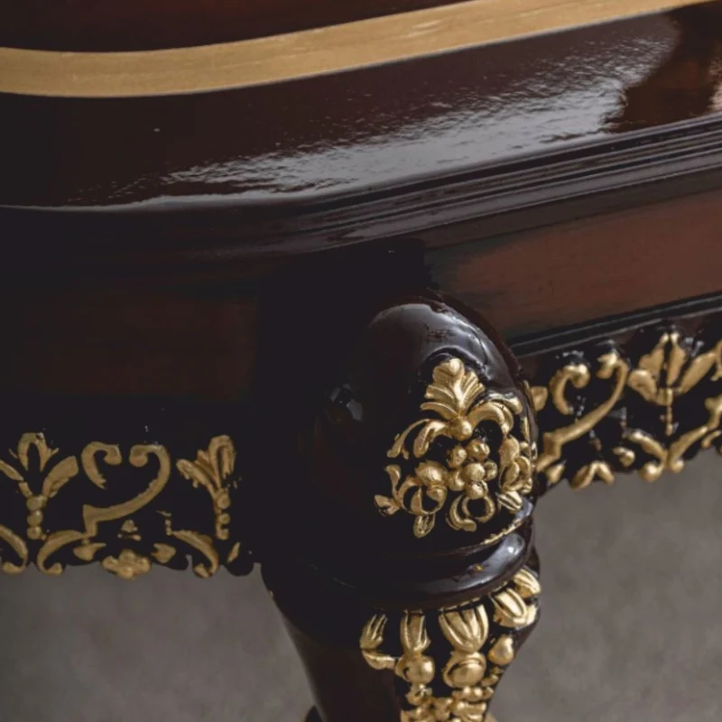 Casa Padrino Luxus Barock Couchtisch Dunkelbraun / Gold 138 cm - Barock Möbel