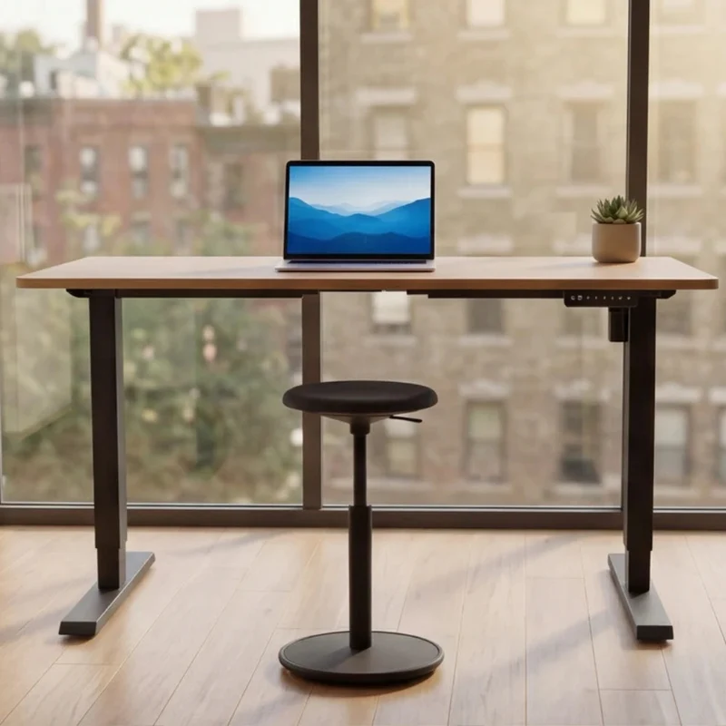 Höhenverstellbarer Schreibtisch KANTOR 140cm Eiche Metall