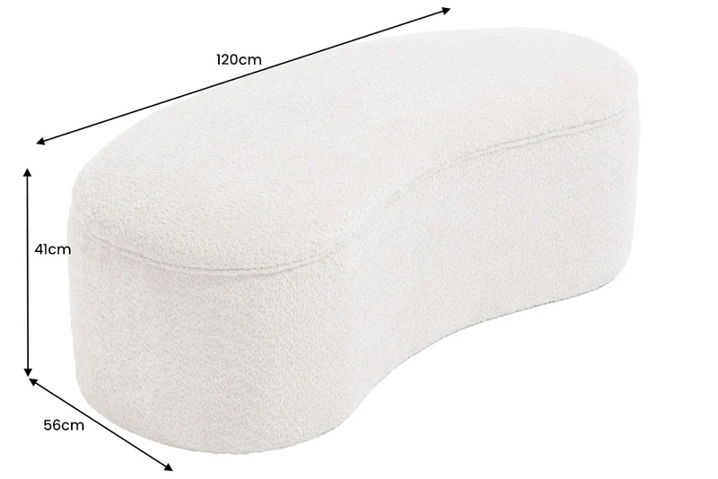 Design Polsterbank ARCO 120cm champagner beige Bouclé Sitzbank