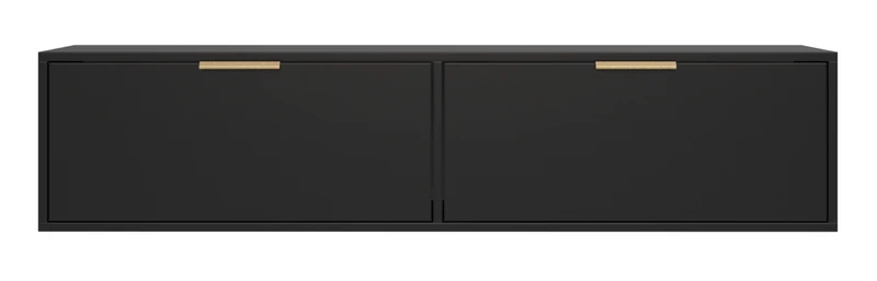 Hängender TV-Schrank Vena mit zwei Klappen, 140 cm, schwarz