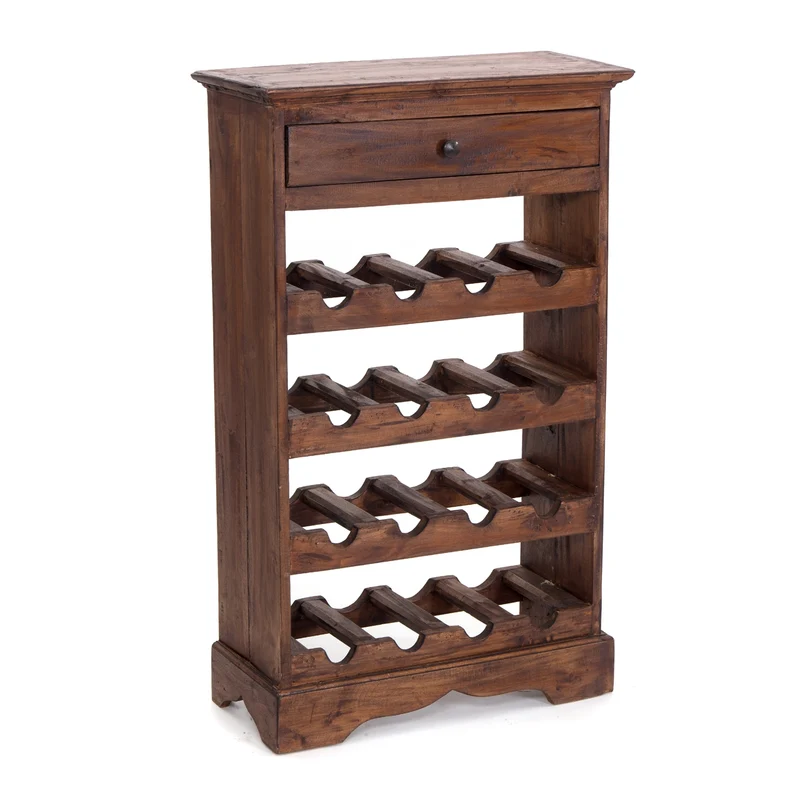 WEINREGAL CORTEZ | 85x55cm(HxB) Flaschenregal aus Holz mit Schublade | Farbe: 02 hellbraun