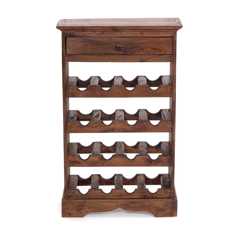 WEINREGAL CORTEZ | 85x55cm(HxB) Flaschenregal aus Holz mit Schublade | Farbe: 02 hellbraun