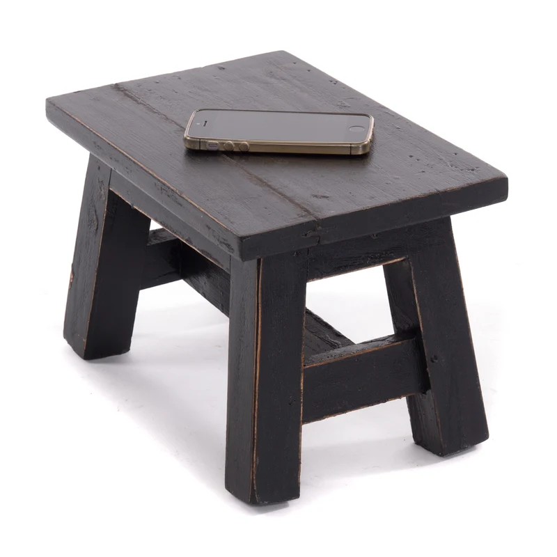 FUSSHOCKER Monte | 30x21cm(BxH), kleiner Holzhocker aus Mahagoni Holz | Farbe: 09 voodoo - schwarz
