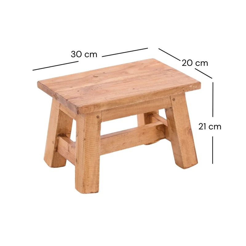 FUSSHOCKER Monte | 30x21cm(BxH), kleiner Holzhocker aus Mahagoni Holz | Farbe: 08 honigfarben gewachst