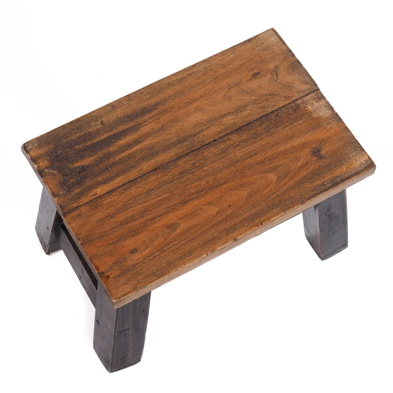 FUSSHOCKER Monte | 30x21cm(BxH), kleiner Holzhocker aus Mahagoni Holz | Farbe: 04 schwarz-natur