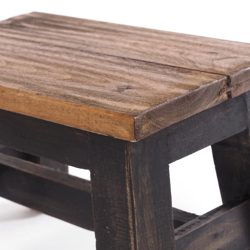 FUSSHOCKER Monte | 30x21cm(BxH), kleiner Holzhocker aus Mahagoni Holz | Farbe: 04 schwarz-natur