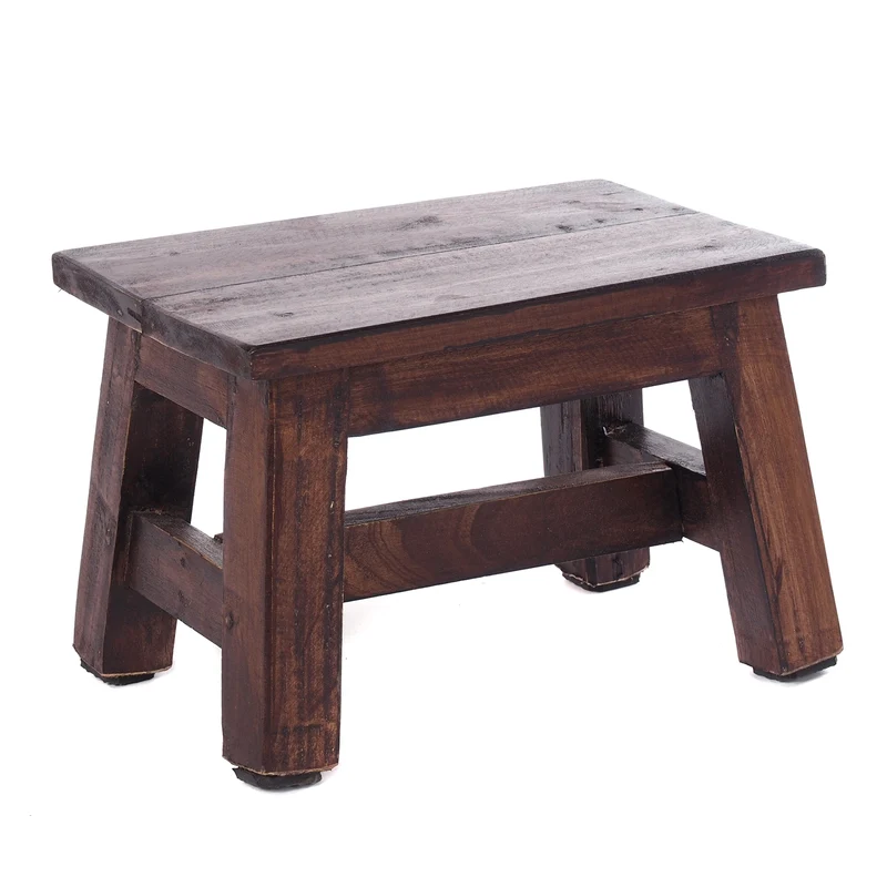FUSSHOCKER Monte | 30x21cm(BxH), kleiner Holzhocker aus Mahagoni Holz | Farbe: 03 dunkelbraun