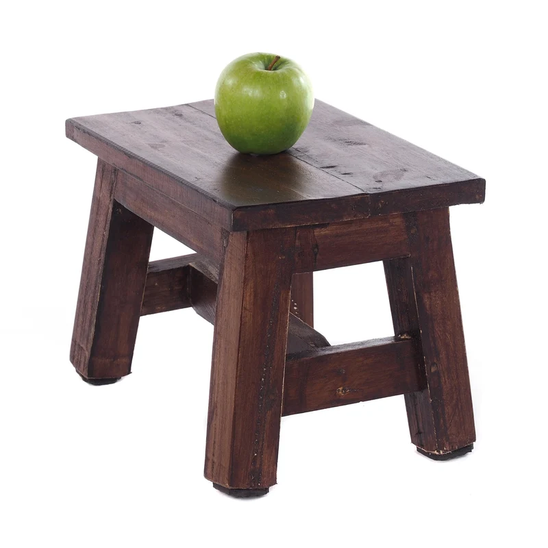 FUSSHOCKER Monte | 30x21cm(BxH), kleiner Holzhocker aus Mahagoni Holz | Farbe: 03 dunkelbraun