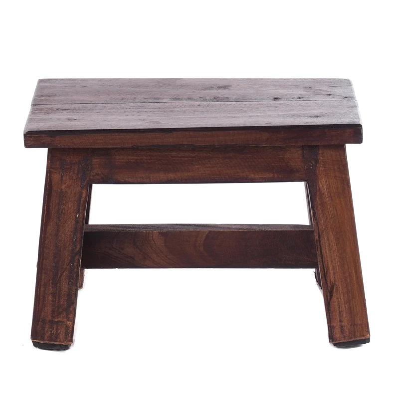 FUSSHOCKER Monte | 30x21cm(BxH), kleiner Holzhocker aus Mahagoni Holz | Farbe: 03 dunkelbraun