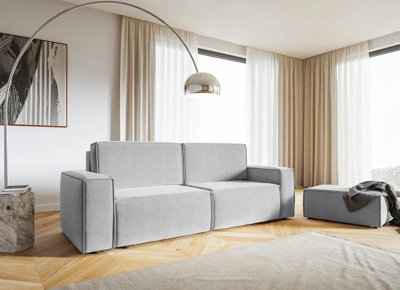Hocker Copertino 65x90 cm hellgrauer hydrophober Samt