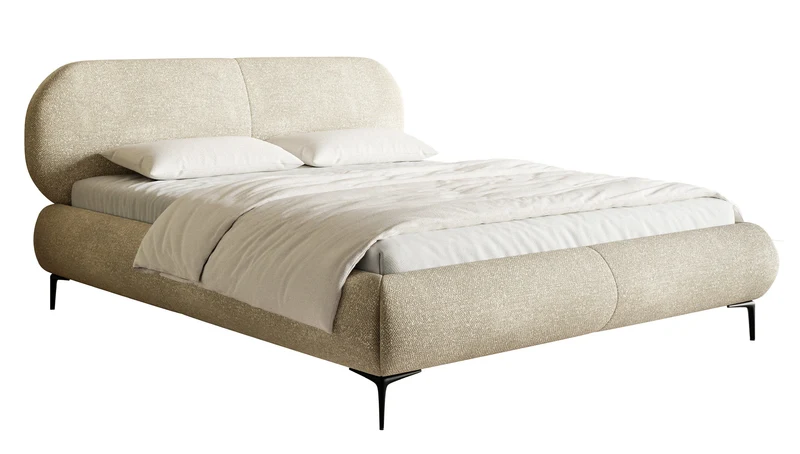 Polsterbett 160x200 cm Ovalle, beige Chenille, schwarze Beine