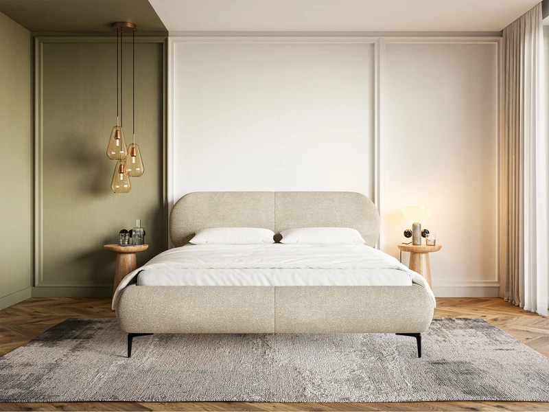 Polsterbett 160x200 cm Ovalle, beige Chenille, schwarze Beine