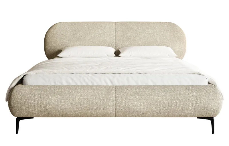 Polsterbett 160x200 cm Ovalle, beige Chenille, schwarze Beine